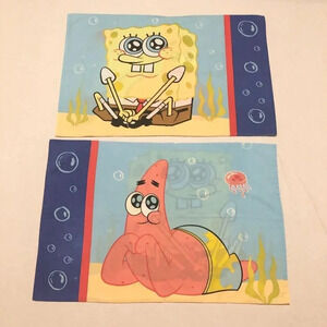 2006 SpongeBob Squarepants Lot of 2 Pillow Cases Viacom 29 x 19  Inch